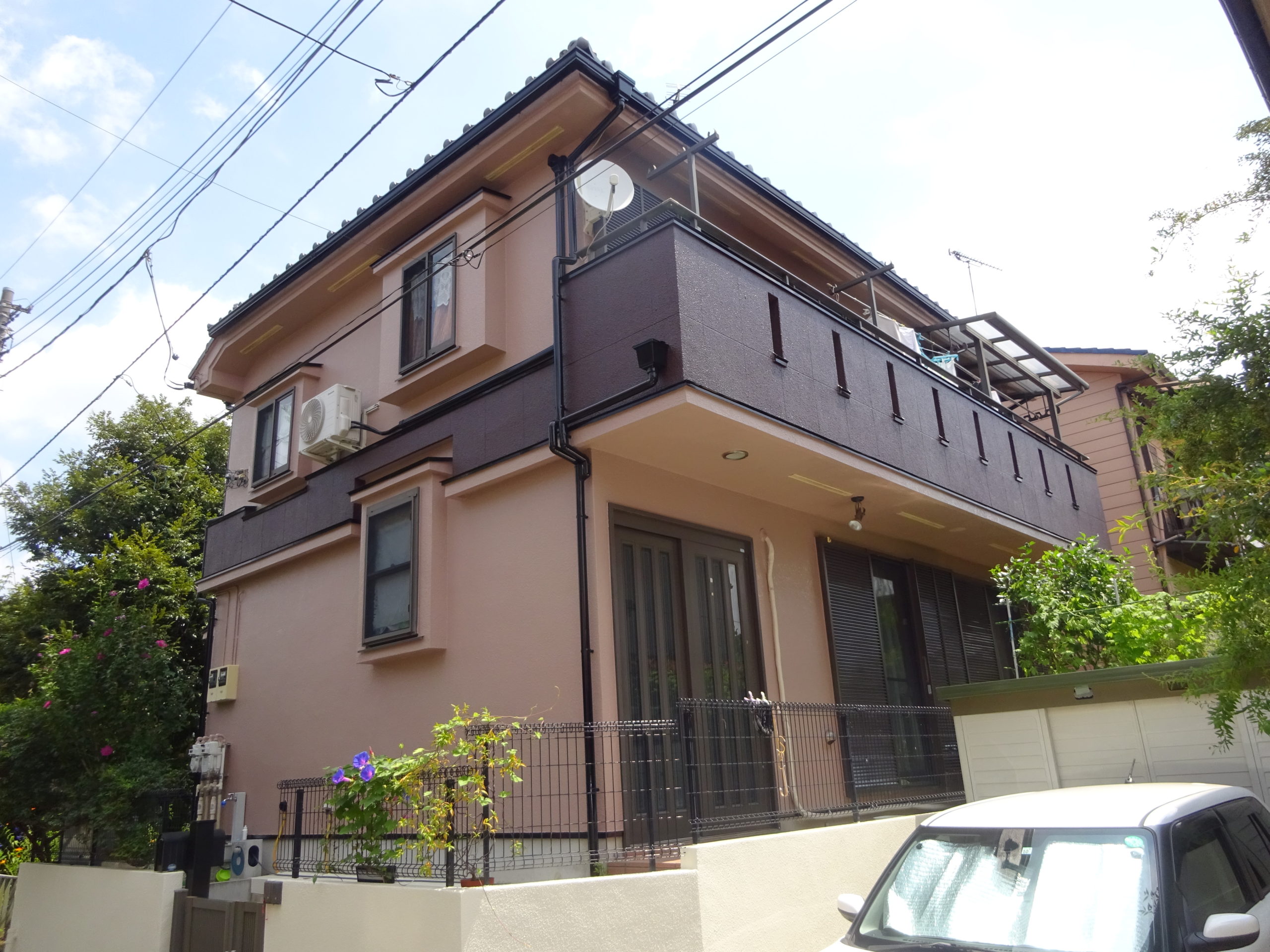 モルタル壁のお家をブラウンのパステルカラーでおしゃれに大変身 公式 埼玉県所沢市の外壁塗装 屋根塗装は一新助家へ